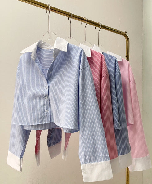 Casual Crop Stripes Shirts